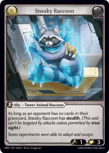Sneaky Raccoon (Interference Curio Foil) (088), .asphodel/paradise — Grand Archive card price