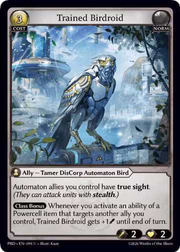 Trained Birdroid (Interference Curio Foil) (094), .asphodel/paradise — Grand Archive card price