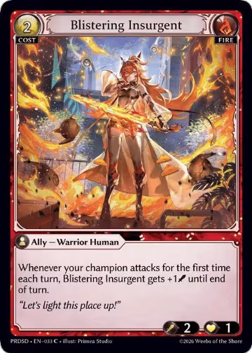 Blistering Insurgent (033), .asphodel/paradise Starter Decks — Grand Archive card price