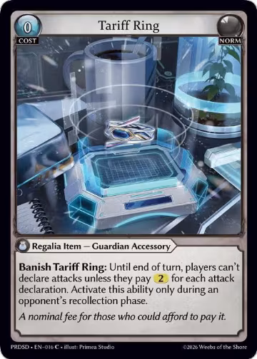 Tariff Ring (016), .asphodel/paradise Starter Decks — Grand Archive card price