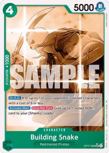 Building Snake (Pandaman Art) (OP17-025), The World's Strongest Warriors — One Piece card price