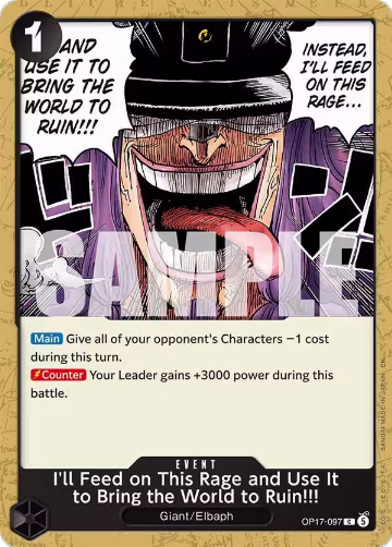I'll Feed on This Rage and Use It to Bring the World to Ruin!!! (OP17-097), The World's Strongest Warriors — One Piece card price