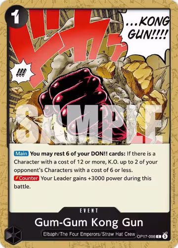 Gum-Gum Kong Gun (OP17-098), The World's Strongest Warriors — One Piece card price