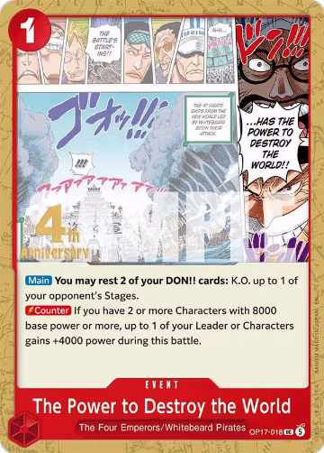 The Power to Destroy the World (OP17-018), The World's Strongest Warriors Release Event Cards — One Piece card price