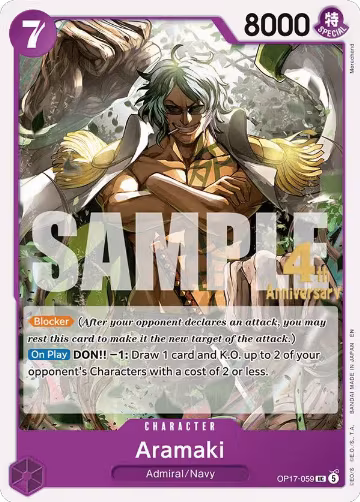 Aramaki (OP17-059), The World's Strongest Warriors Release Event Cards — One Piece card price