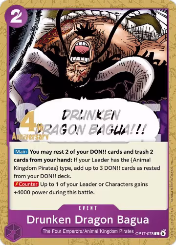 Drunken Dragon Bagua (OP17-078), The World's Strongest Warriors Release Event Cards — One Piece card price