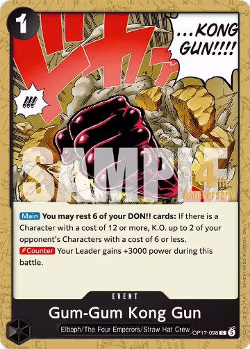 Gum-Gum Kong Gun (OP17-098), The World's Strongest Warriors Release Event Cards — One Piece card price