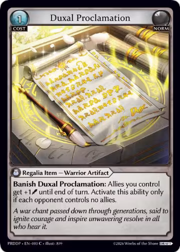 Duxal Proclamation (003), .asphodel/paradise Draft Pack — Grand Archive card price