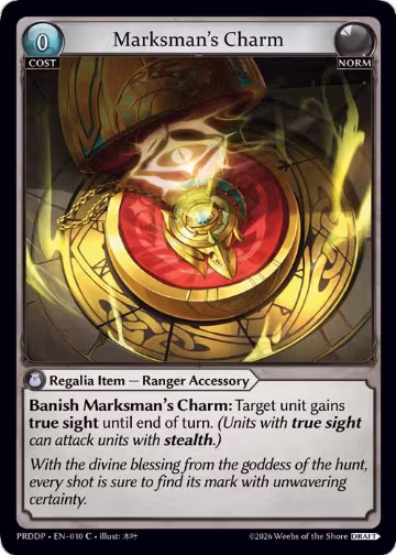 Marksman's Charm (010), .asphodel/paradise Draft Pack — Grand Archive card price