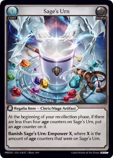 Sage's Urn (018), .asphodel/paradise Draft Pack — Grand Archive card price