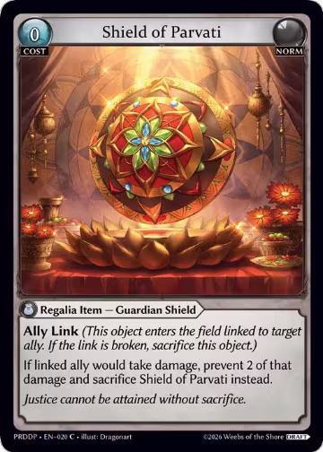 Shield of Parvati (020), .asphodel/paradise Draft Pack — Grand Archive card price