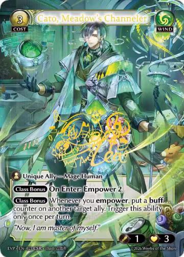 Cato, Meadow's Channeler (023), .asphodel/paradise Event Pack — Grand Archive card price