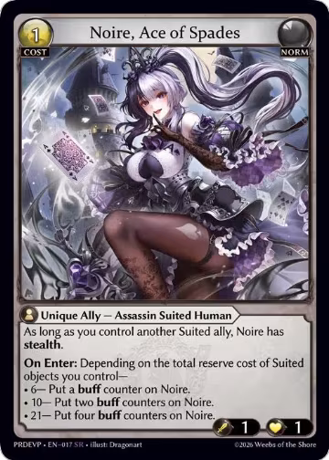 Noire, Ace of Spades (017), .asphodel/paradise Event Pack — Grand Archive card price