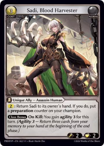 Sadi, Blood Harvester (022), .asphodel/paradise Event Pack — Grand Archive card price