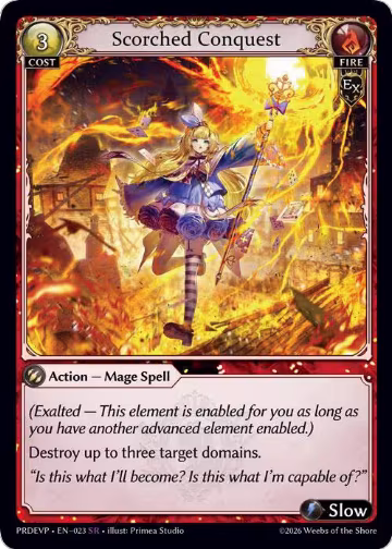 Scorched Conquest (023), .asphodel/paradise Event Pack — Grand Archive card price