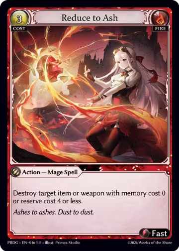 Reduce to Ash (016), .asphodel/paradise Grimoire — Grand Archive card price