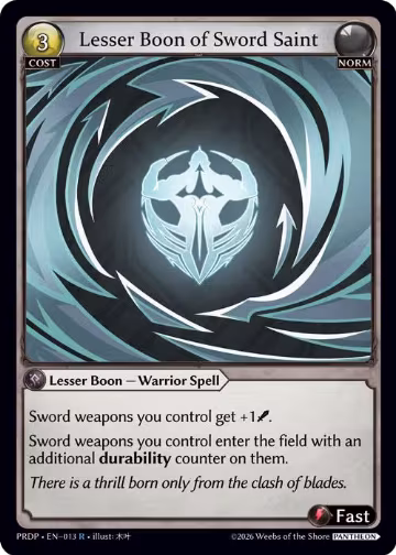 Lesser Boon of Sword Saint (013), .asphodel/paradise: Pantheon — Grand Archive card price