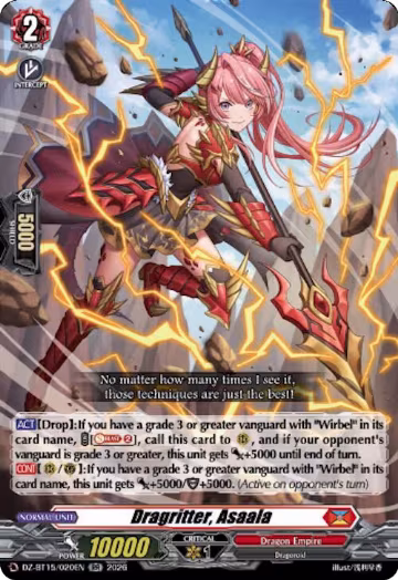 Dragritter, Asaala (DZ-BT15/020EN), DZ-BT15: Strike of Illusionary Shadows — Vanguard card price