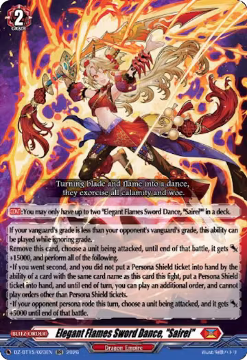 Elegant Flames Sword Dance, "Sairei" (DZ-BT15/023EN), DZ-BT15: Strike of Illusionary Shadows — Vanguard card price