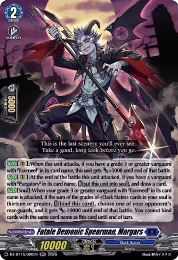 Fatale Demonic Spearman, Margars (DZ-BT15/026EN), DZ-BT15: Strike of Illusionary Shadows — Vanguard card price