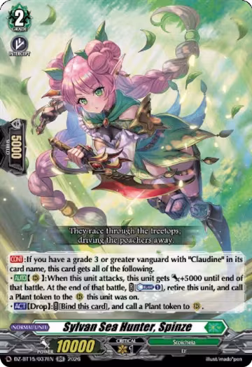 Sylvan Sea Hunter, Spinze (DZ-BT15/037EN), DZ-BT15: Strike of Illusionary Shadows — Vanguard card price