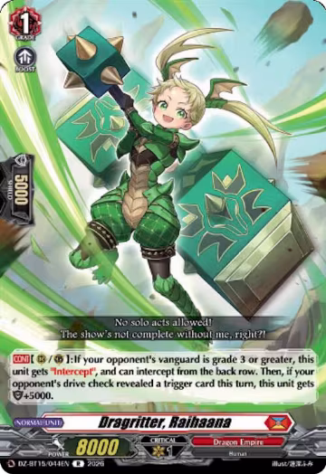 Dragritter, Raihaana (DZ-BT15/044EN), DZ-BT15: Strike of Illusionary Shadows — Vanguard card price