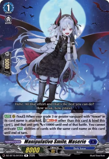 Manipulative Smile, Maserie (DZ-BT15/047EN), DZ-BT15: Strike of Illusionary Shadows — Vanguard card price