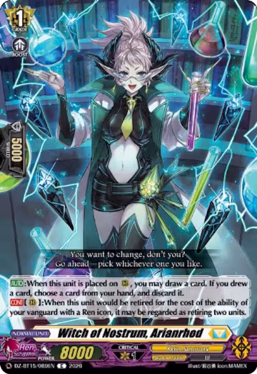 Witch of Nostrum, Arianrhod (DZ-BT15/089EN), DZ-BT15: Strike of Illusionary Shadows — Vanguard card price