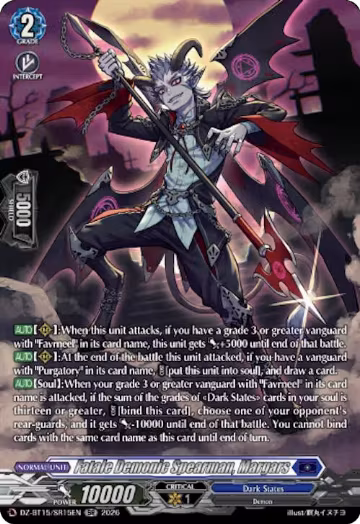 Fatale Demonic Spearman, Margars (SR) (DZ-BT15/SR15EN), DZ-BT15: Strike of Illusionary Shadows — Vanguard card price