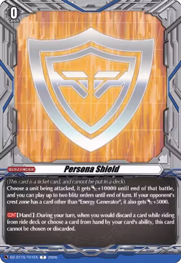 Persona Shield (DZ-BT15/T01EN), DZ-BT15: Strike of Illusionary Shadows — Vanguard card price