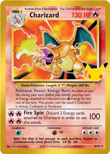 Charizard (4/102), 30th Celebration Classic Collection — Pokémon card price