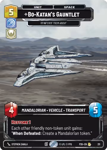 Bo-Katan's Gauntlet - Reinforce from Above (211), Sector and Regional Promos: Season 2 — Star Wars card price