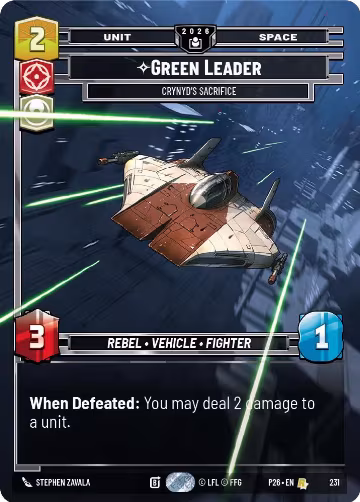 Green Leader - Crynyd's Sacrifice (231), Sector and Regional Promos: Season 2 — Star Wars card price