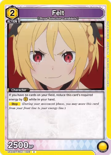 Felt (UE24BT/REZ-1-028), Re:ZERO -Starting Life in Another World- — Union Arena card price