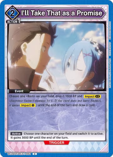I'll Take That as a Promise (UE24BT/REZ-1-062), Re:ZERO -Starting Life in Another World- — Union Arena card price