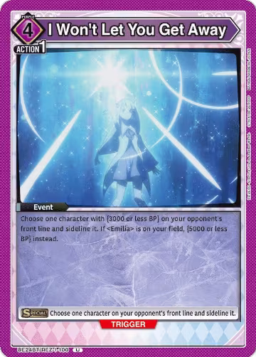 I Won't Let You Get Away (UE24BT/REZ-1-100), Re:ZERO -Starting Life in Another World- — Union Arena card price