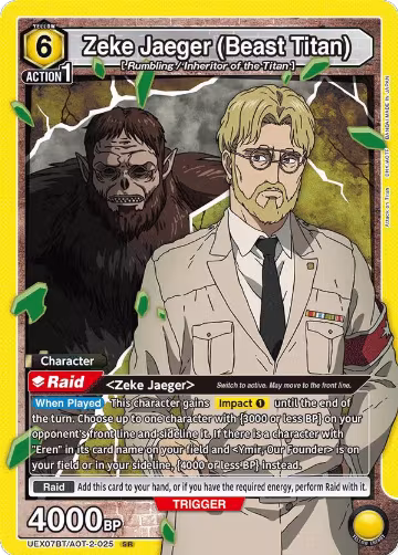 Zeke Jaeger (Beast Titan) (025) (UEX07BT/AOT-2-025), UEX07BT: Attack on Titan Vol. 2 — Union Arena card price