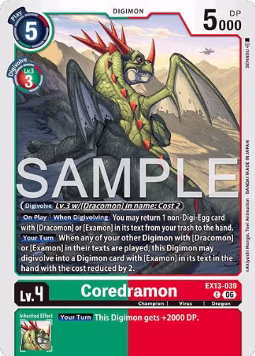 Coredramon - EX13-039 (EX13-039 C), Chivalrous XIII — Digimon card price