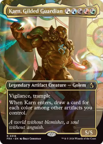 Karn, Gilded Guardian (Borderless) (316), Reality Fracture — Magic card price
