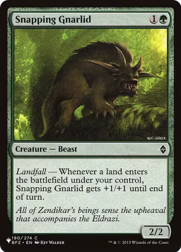 Snapping Gnarlid (190), The List Reprints — Magic card price