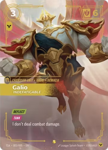 Galio, Indefatigable (T1 Worlds Champion Player Bundle) (T1A 003/005), T1 2025 Worlds Champion Bundles — Riftbound card price