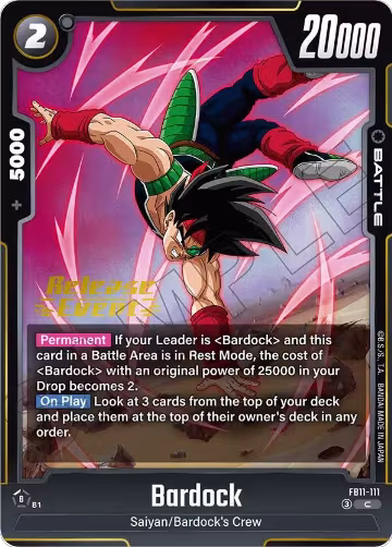 Bardock - FB11-111 (FB11-111), Brightness of Hope Release Event Cards — DB Fusion card price