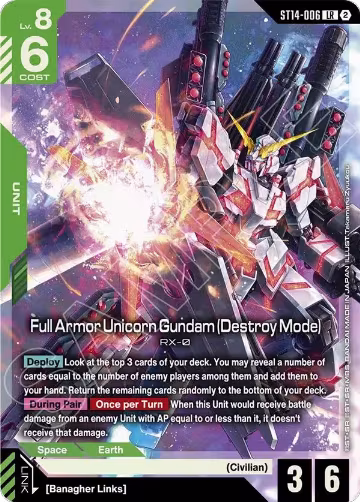 Full Armor Unicorn Gundam (Destroy Mode) (ST14-006), Starter Deck 14: Heavy Dominion — Gundam card price