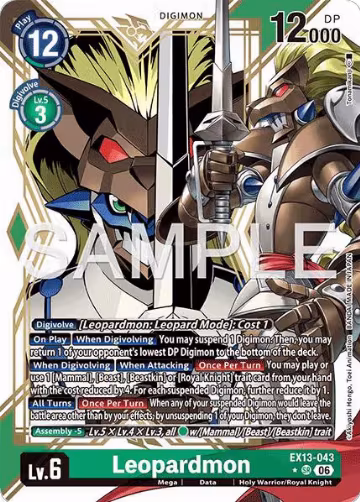 Leopardmon (Alternate Art) (EX13-043 SR), Chivalrous XIII — Digimon card price