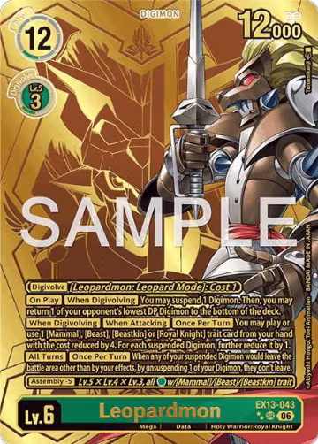 Leopardmon (Rare Pull) (EX13-043 SR), Chivalrous XIII — Digimon card price