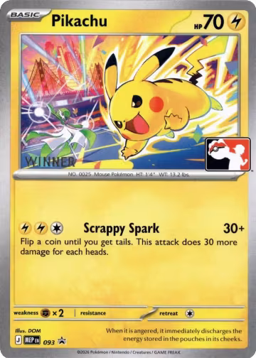 Pikachu - 093 (Winner) (093), Mega Evolution Promo — Pokémon card price
