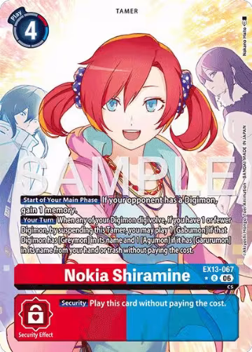 Nokia Shiramine (Alternate Art) (EX13-067 R), Chivalrous XIII — Digimon card price