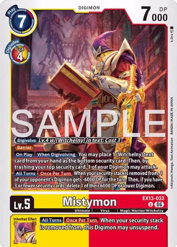 Mistymon (EX13-033 U), Chivalrous XIII — Digimon card price
