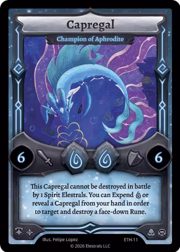 Capregal - Champion of Aphrodite (ETH-11), Shattered Stars - Ethereal — Elestrals card price