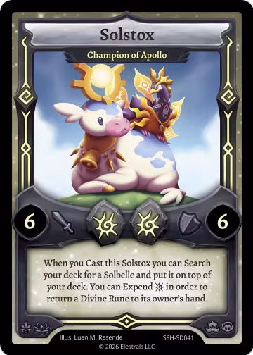 Solstox - Champion of Apollo (SSH-SD041), Divine Champions: Snowshade Starter Decks — Elestrals card price